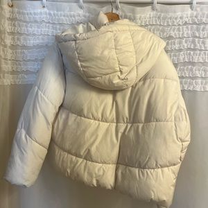 Zara Cream Puffer Jacket Hoodie